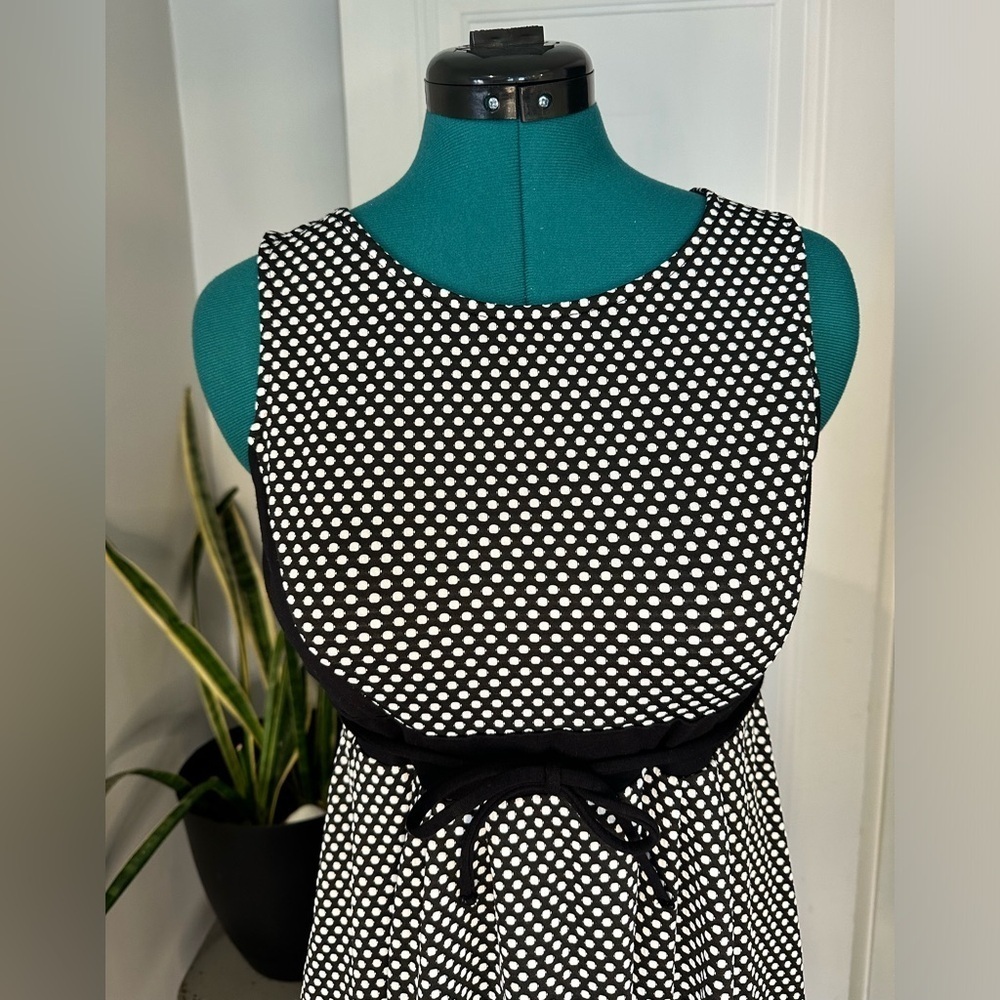 Motherhood Maternity Black White Polka Dots Sleeveless Knit Size small Dress - Picture 2 of 11